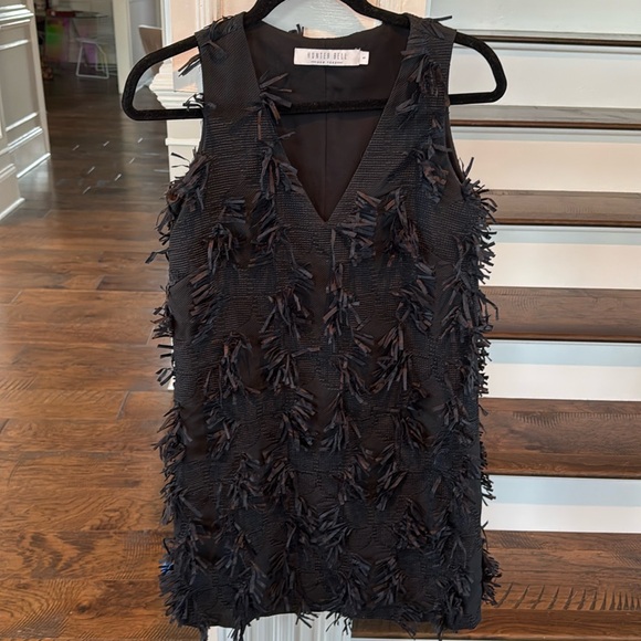 Hunter Bell Fringe Black Party Dress - Picture 1 of 9